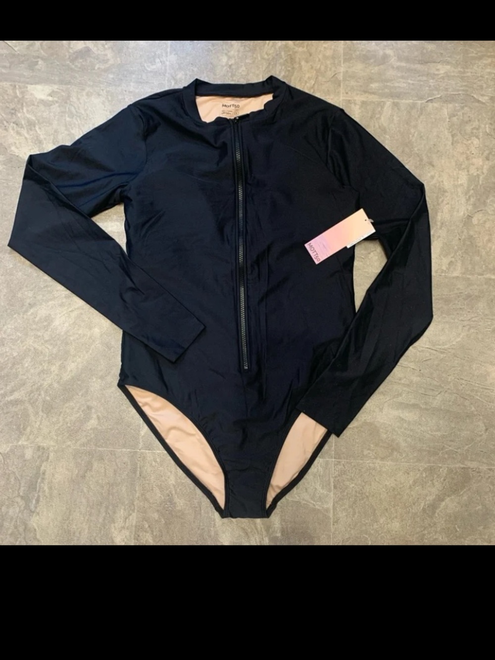 Mott50 Navy Zip-Front Long Sleeve One-Piece